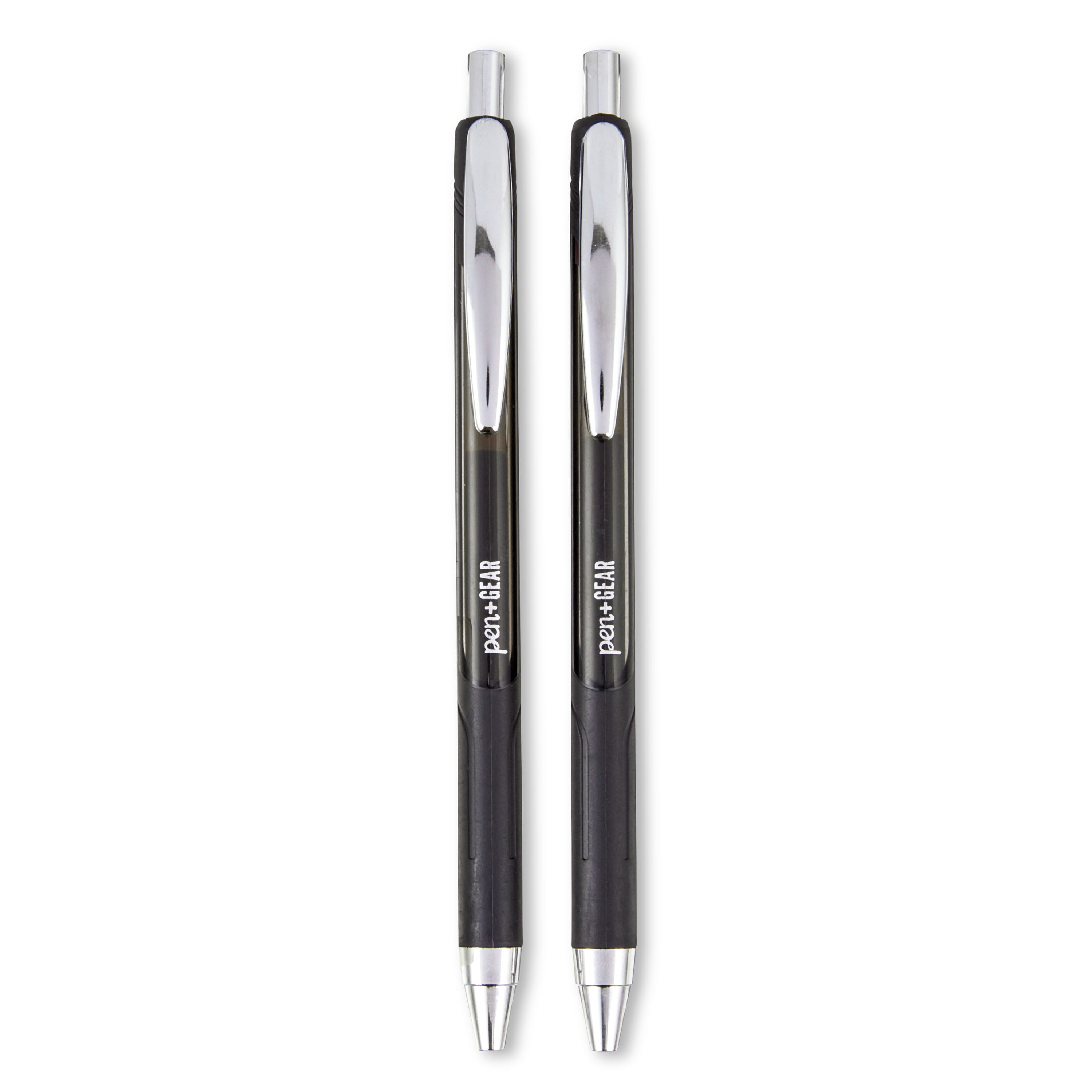 Pen+Gear Retractable Gel Pens, Medium Point, 0.7 mm, Black, 2 Count