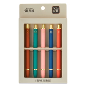 Plumas de gel retráctiles Pen+Gear, punta mediana, 0.7 mm, tinta negra, 5 piezas