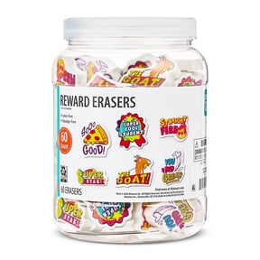 Pen+Gear Reward Erasers Teacher Bucket, 60 Count, Assorted Designs