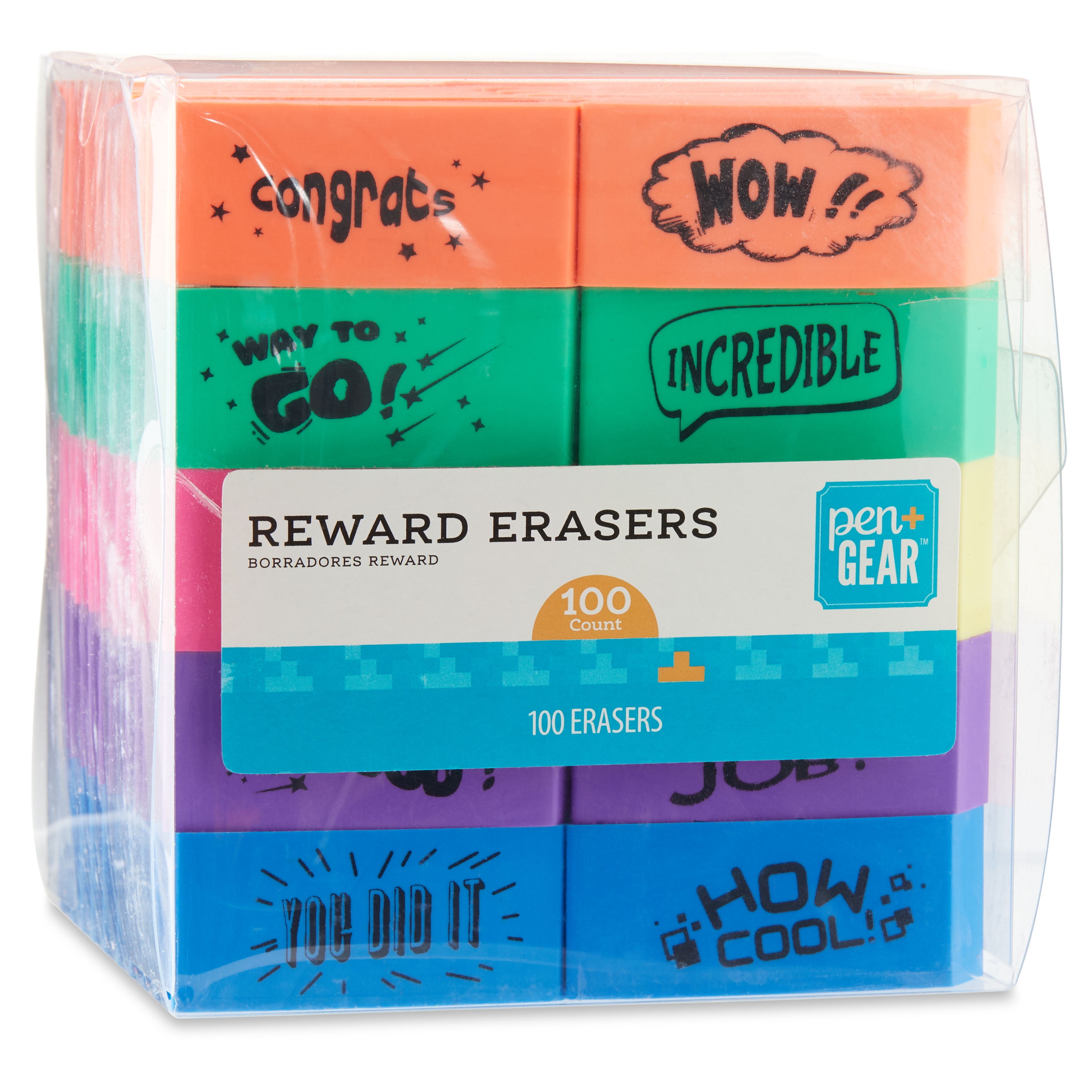 INC Fruit Scented Latex-Free Erasers 5 Count (Red, Orange, Green, Blue & Purple)
