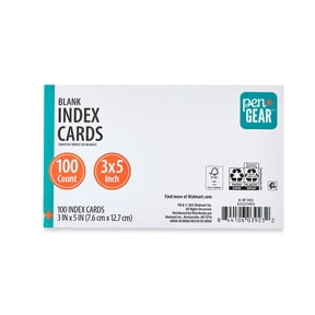 Pen+Gear Blank Index Cards, 3" x 5", White, 100 Count