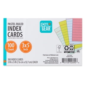 Pen+Gear Ruled Index Cards, Pastel Colors, 100 Count, 3" x 5"