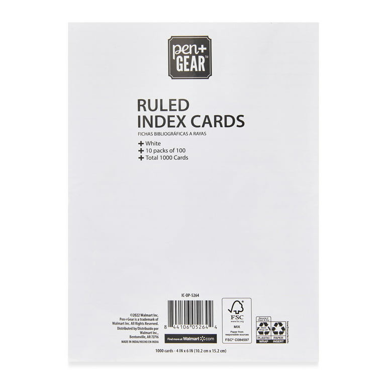 Pen+Gear Ruled Index Cards, White, 4 x 6, 1000 Count, 10 Packs, 100 Count  per Pack