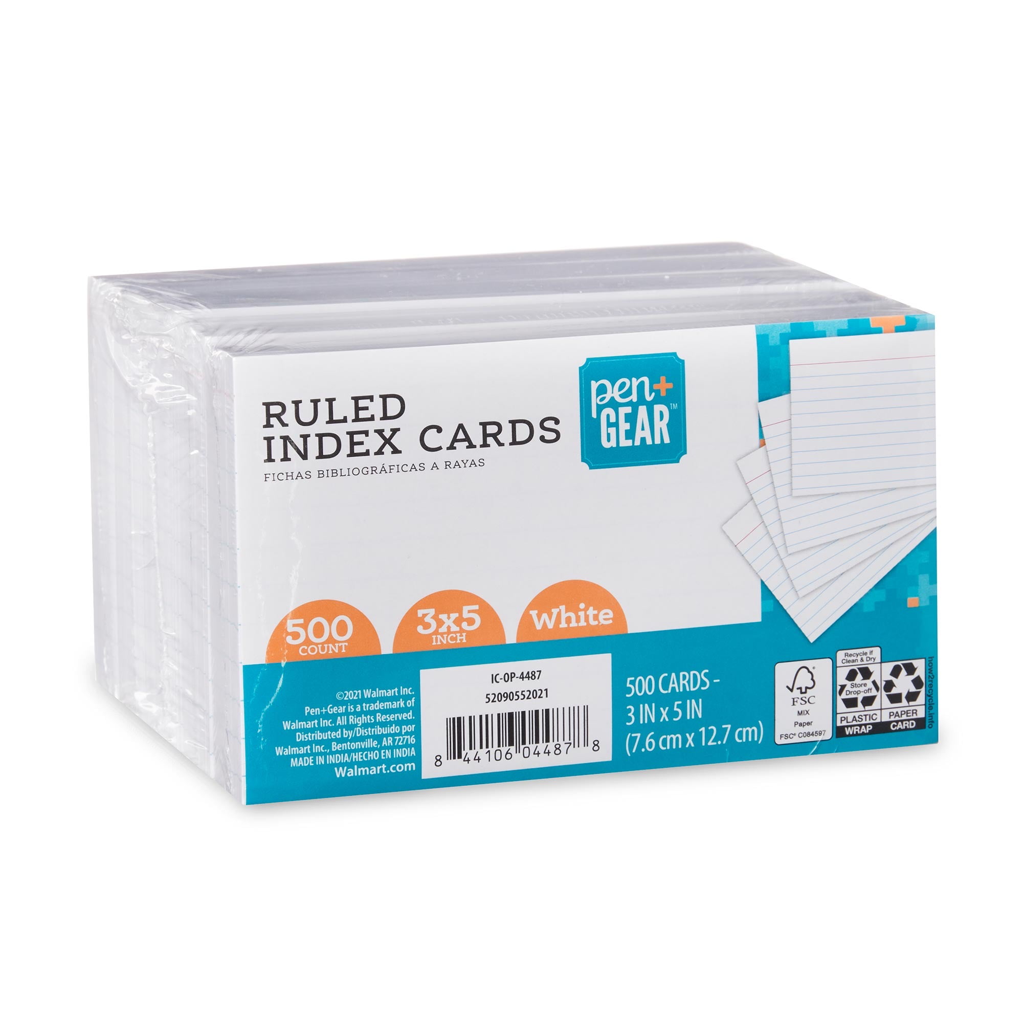 Pen+ Gear Ruled Index Cards, White, 500 Count, 3 x 5