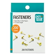 Pen+Gear School Smart Fastener, No 2, 1/2" Brass Plated, Steel, 200 Count