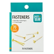 Pen+Gear School Smart Steel Fasteners, 1 1/2", Brass Plated, 70 Count
