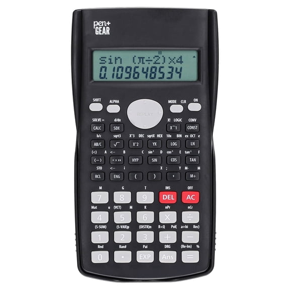 Pen+Gear Scientific Calculator, 401 Functions, Two-Line Display, Black