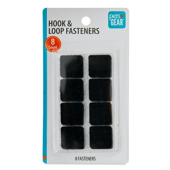 Pen+Gear Self-Adhesive Hook & Loop Fasteners, Black, 8 Count