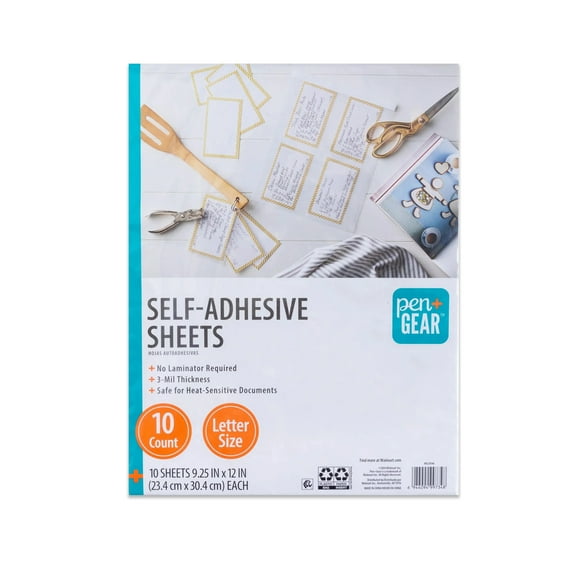 Pen+Gear Clear Self-Adhesive Pocket Folders, 9.25" x 12", 10 Sheets, Material-CPP/PE, No Machine Needed