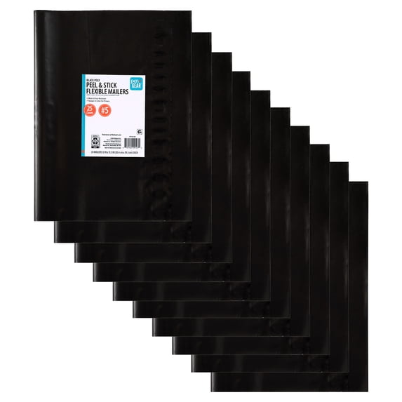 Pen+Gear Self-Seal Poly Flexible Mailers, #5 (10.5" x 16"), Black, 250 Count Case