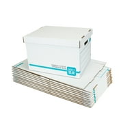 Pen+Gear Simple Setup File Folder Storage Box with Lid,White, Recycled, 12in.x10in.x15in.,10 Count