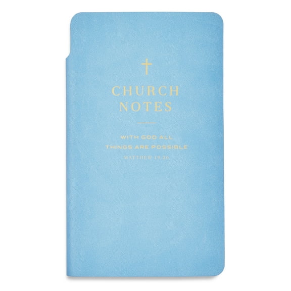 Pen+Gear Simulated Leather Church Notes Journal for Adults, Blue, 4.5" x 7.5", 192 Ruled Pages