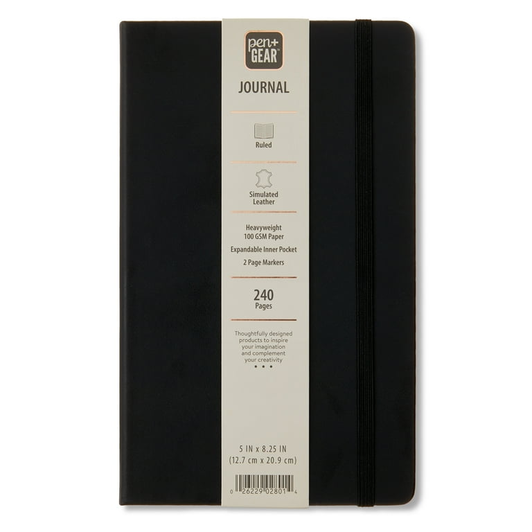 Pen+Gear Simulated Leather Journal, Black, 5