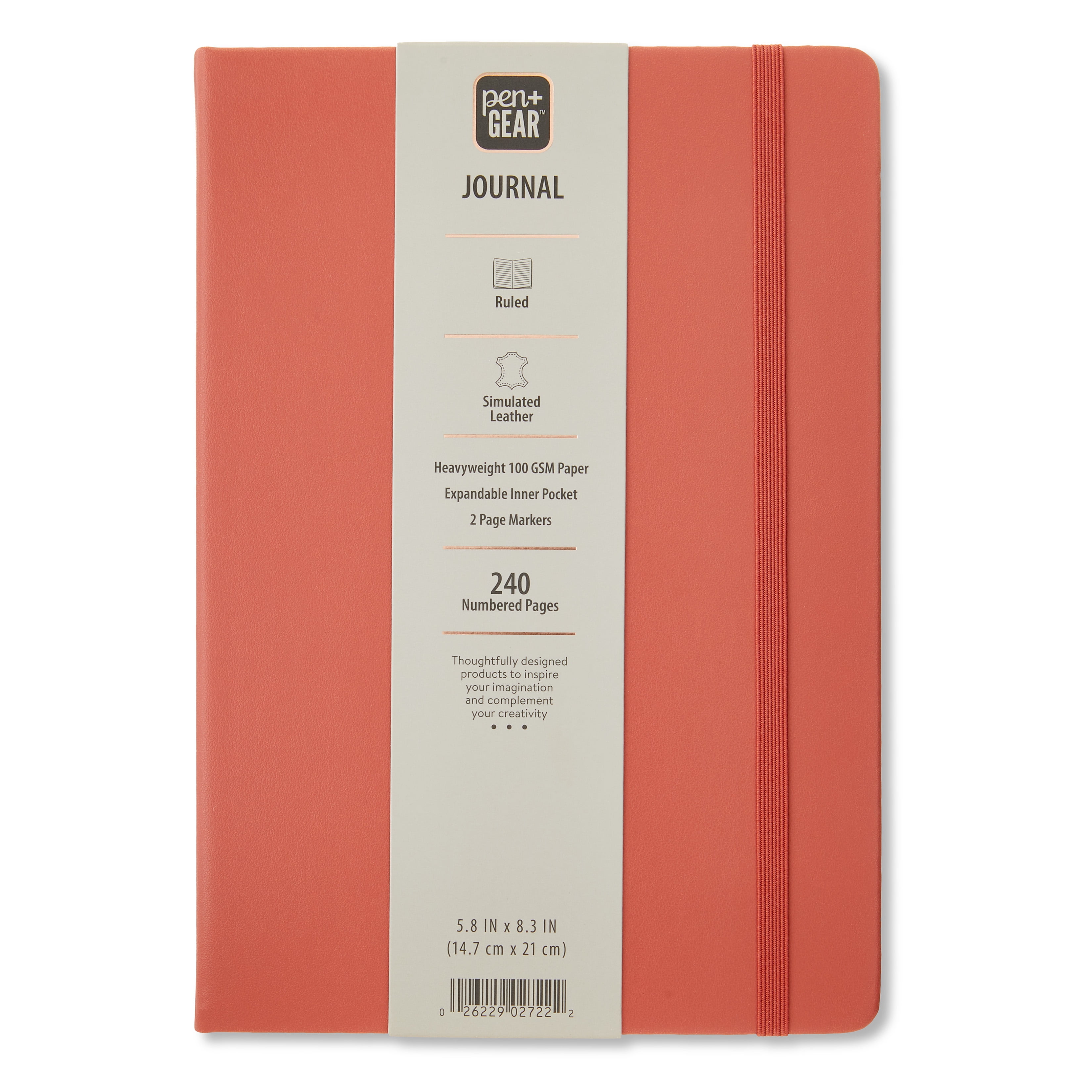 Pen+Gear Simulated Leather Journal, Red, 5.8