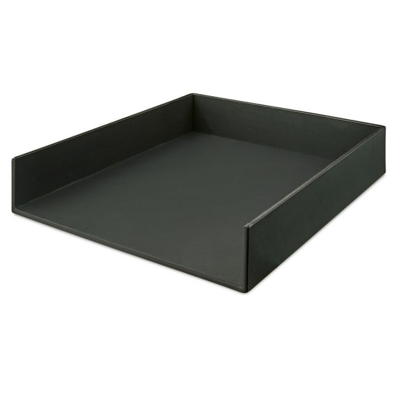 Pen+Gear Simulated Leather Letter Tray, 10 in x 12 in x 2 in, Rich Black