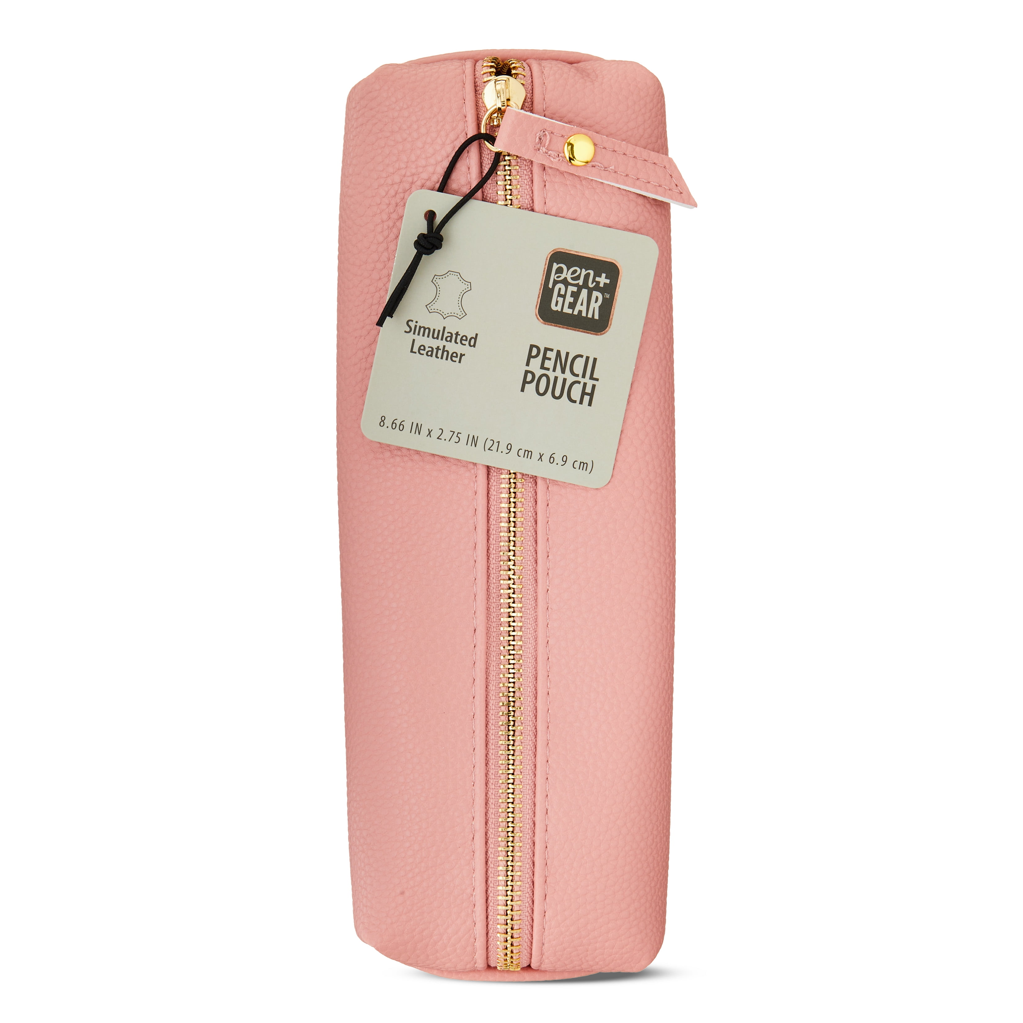 Pen + Gear Simulated Leather Pencil Pouch, Pink for Middle School