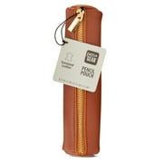 Pen+Gear Simulated Leather Pencil Pouch, Cognac Brown, 8.5 in x 2 in