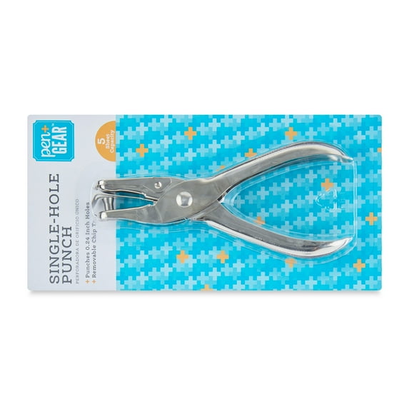 Pen+Gear Single-Hole Paper Punch, Silver, Model No.K00114E