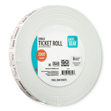 Pen+Gear Single-Ticket Roll, White, Consecutively Numbered, 2000 Count
