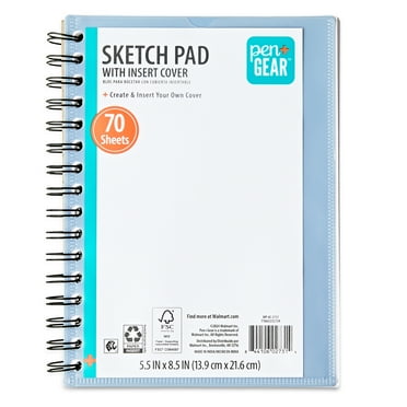 Pen+Gear Sketch Diary, 70 Sheets, 5.5" x 8.5", Blue