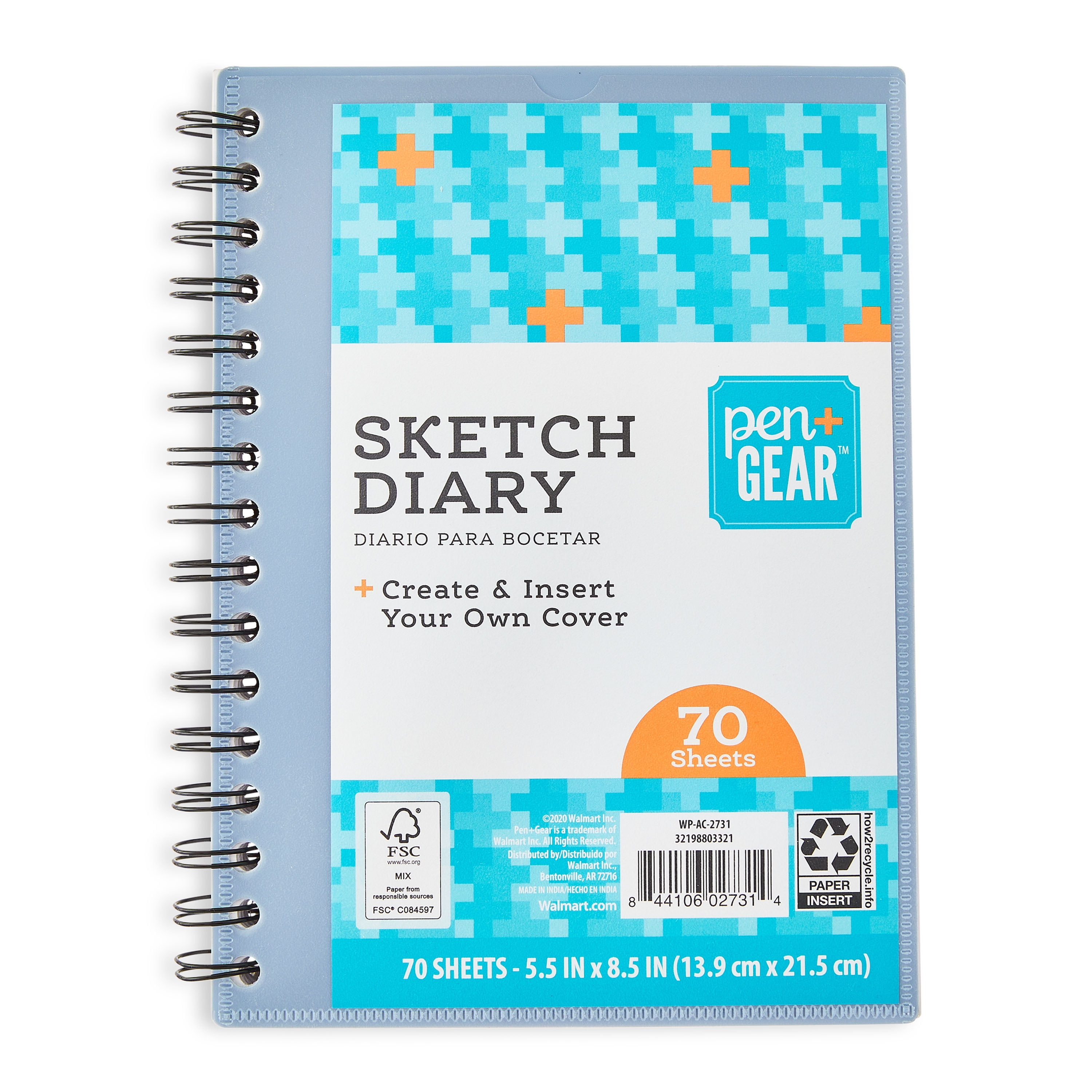 Pen + Gear Sketch Diary, 70 Sheets, 5.5 x 8.5, Blue
