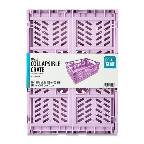 Pen+Gear Small Collapsible Crate, Size 11.41" x 8.26" x 4.72", Light Pink Plastic Desktop Organizer