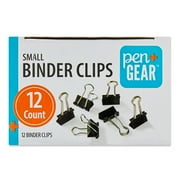 Pen+Gear Small Metal Binder Clips, Black, 12 Count