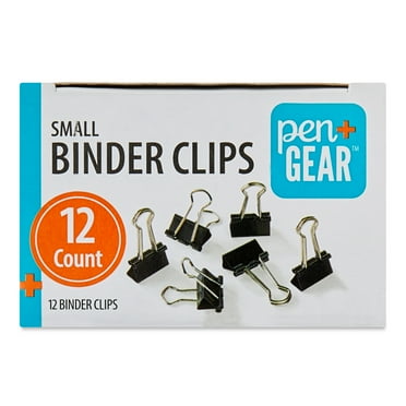 Pen+Gear Small Metal Binder Clips, Black, 12 Count