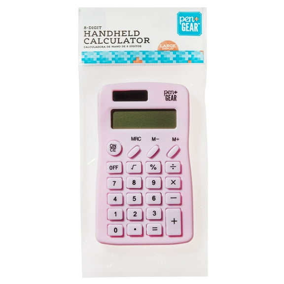 Pen+Gear Solar powered 8-Digit Handheld Calculator, Pink