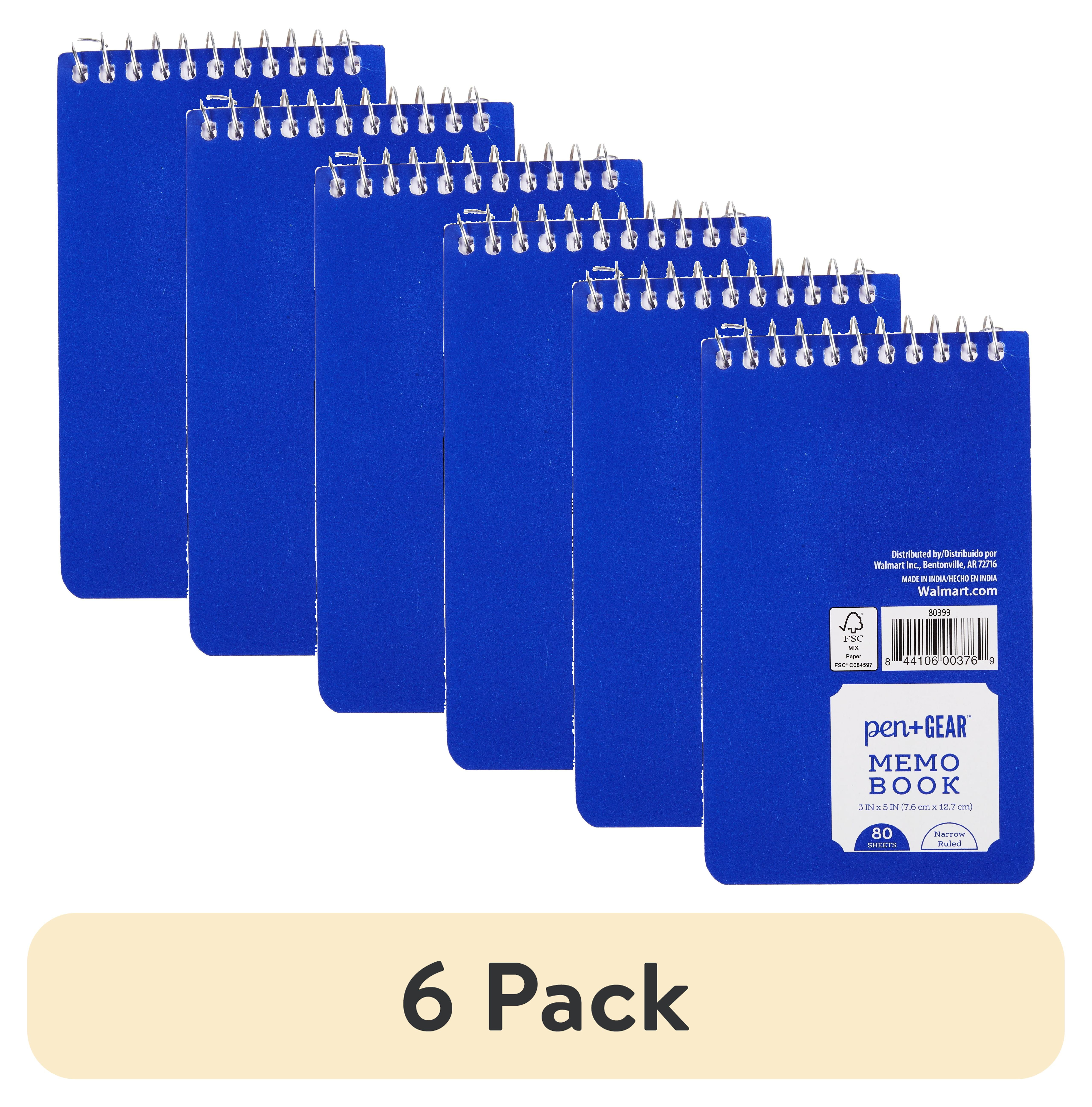 PEN+GEAR - Brandclub - (6 pack) Pen + Gear Spiral Bound Ruled Paper Memo Book, 3 in x 5 in, 4 Pack, 80 Sheets Each PEN+GEAR - Brandclub - (6 pack) Pen + Gear Spiral Bound Ruled Paper Memo Book, 3 in x 5 in, 4 Pack, 80 Sheets Each
