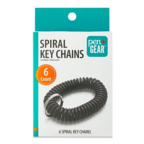 Pen+Gear Spiral Key Chains, Black, 6 Count