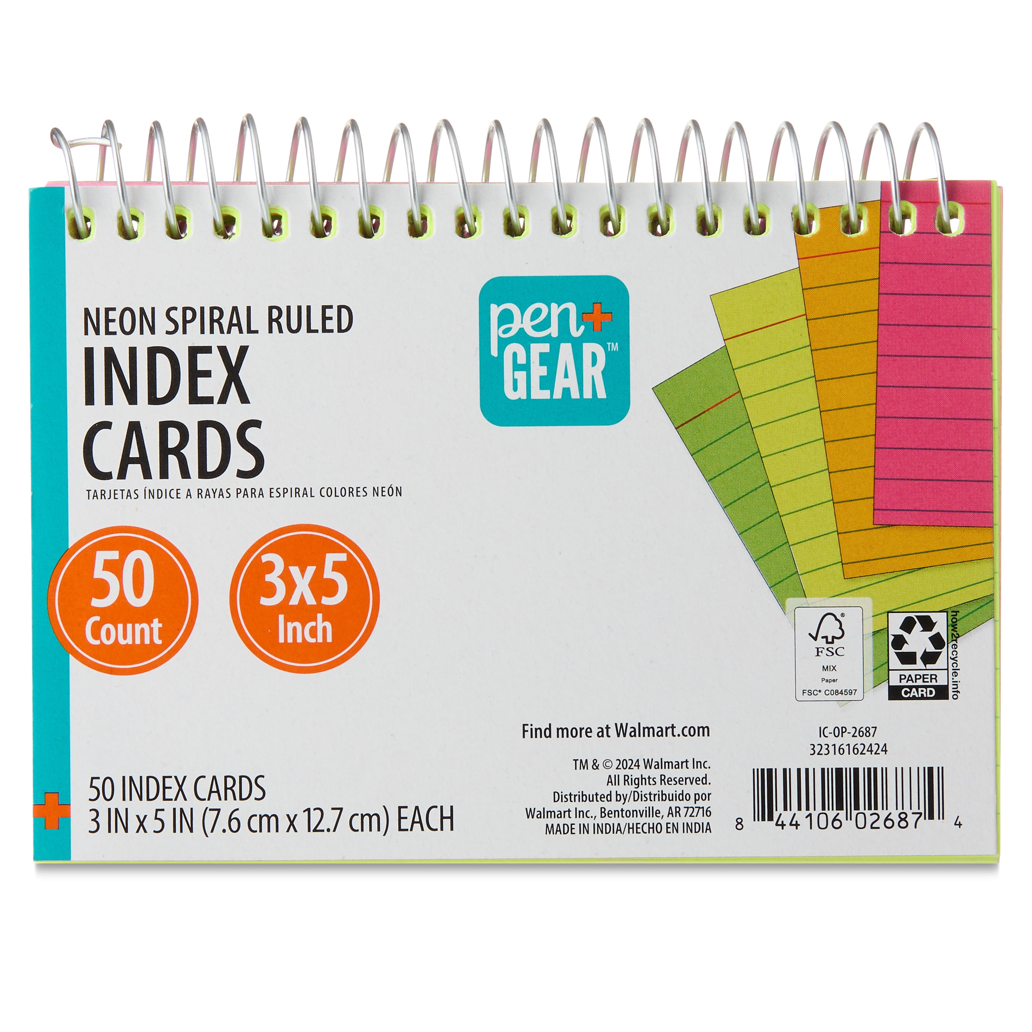 Pen+Gear Ruled Index Cards, White, 100 Count, 4