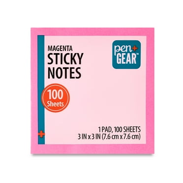 Pen+Gear Square Shaped Sticky Notes, 3" x 3", Magenta, 100 Sheets