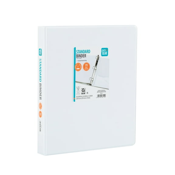 Pen+Gear Standard 1" Round-Ring Binder, White, 1 Count