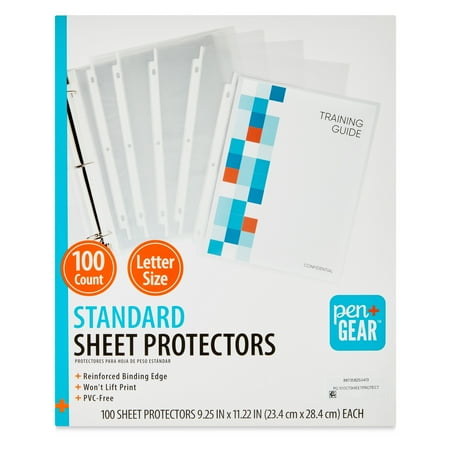 Pen+Gear Standard Sheet Protectors, 100 Count, Clear Polypropylene, 8.5 in x 11 in, Model 25041