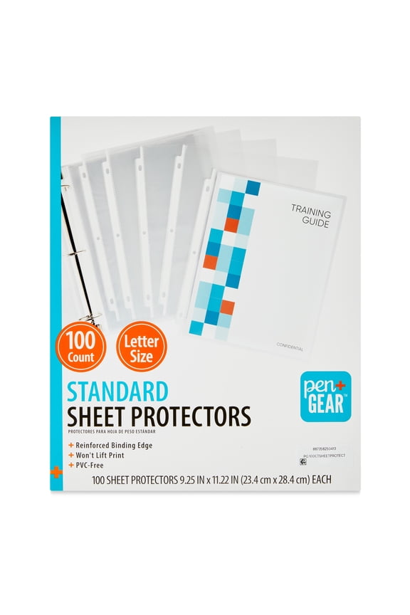 Standard Sheet Protectors, 100 Count, Clear, Polypropylene,  8.5" x 11" (Model 25041)