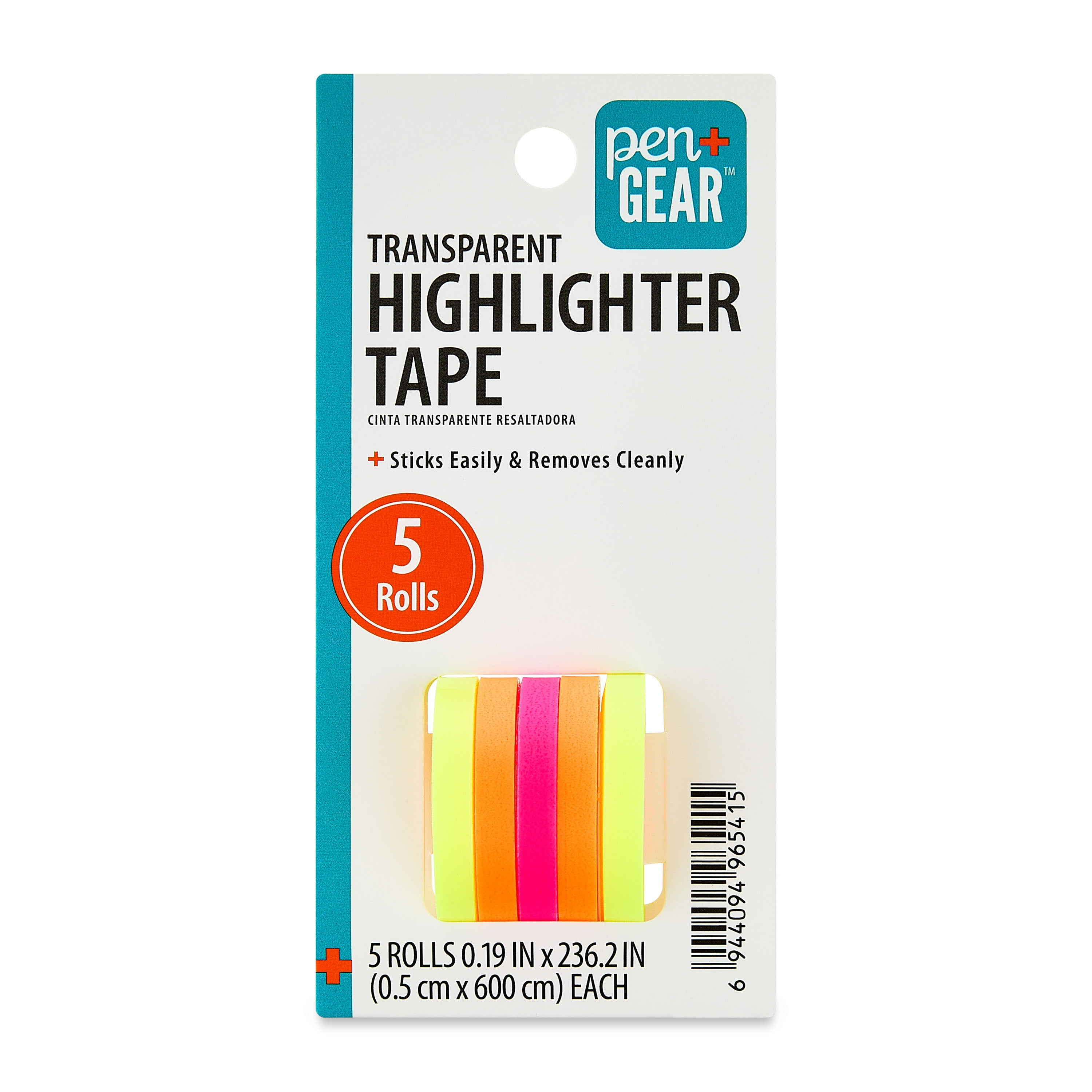 Pen+Gear Sticky Hightlights, 5 Rolls, 5mm Width & 6m Length, Assorted Colors, BOPP & PP Material