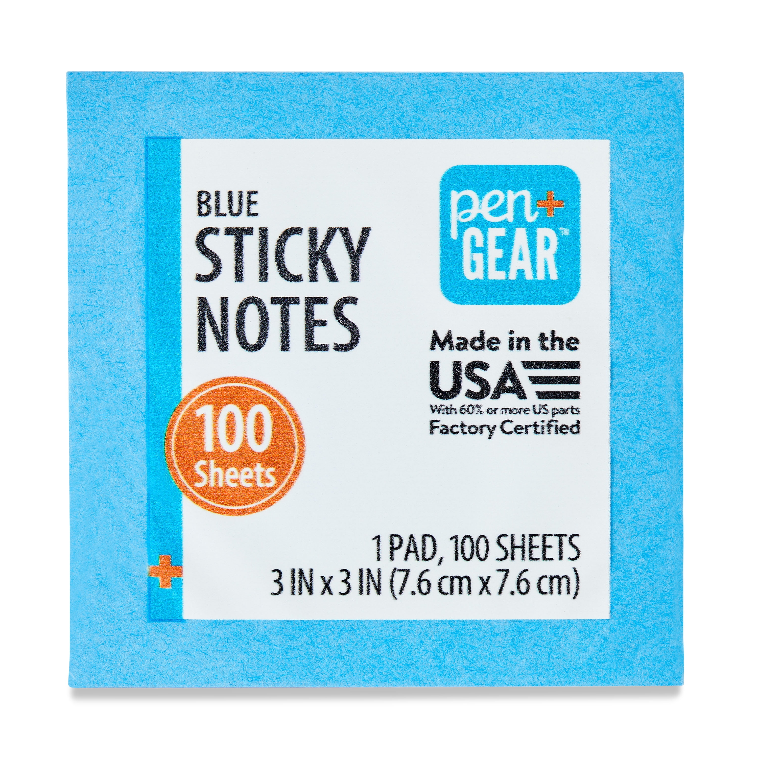 Pen+Gear Sticky Notes, 3" x 3", Blue, 100 Sheets