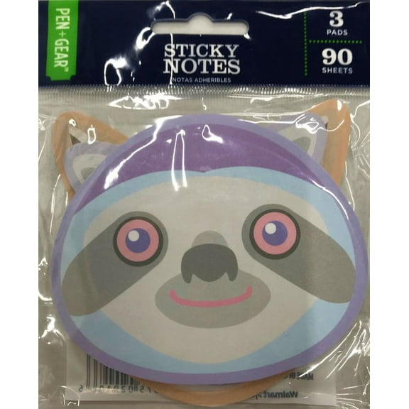 Pen + Gear Sticky Notes, Animals, 90 Sheets, Cute animal shaped paper sticky notes