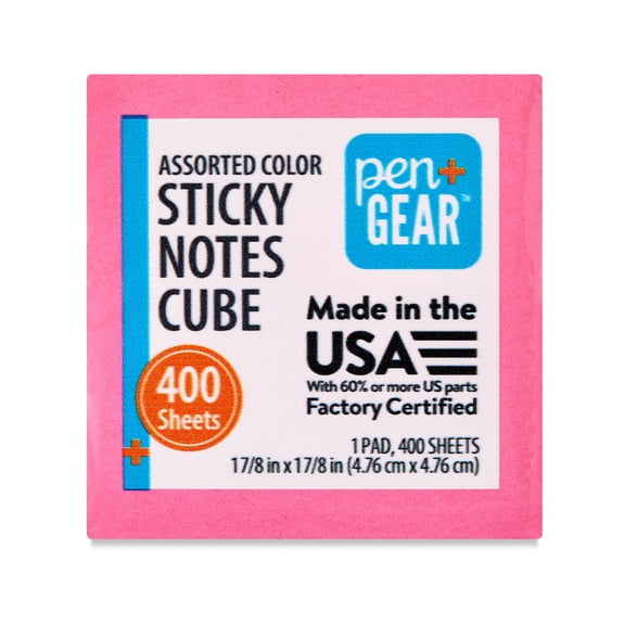 Pen + Gear Sticky Notes Cube 2" x 2", 400 Sheets Total, 1 Cube
