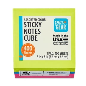 Pen+Gear Multicolor Sticky Notes Cube, 3 x 3, 400 Sheets
