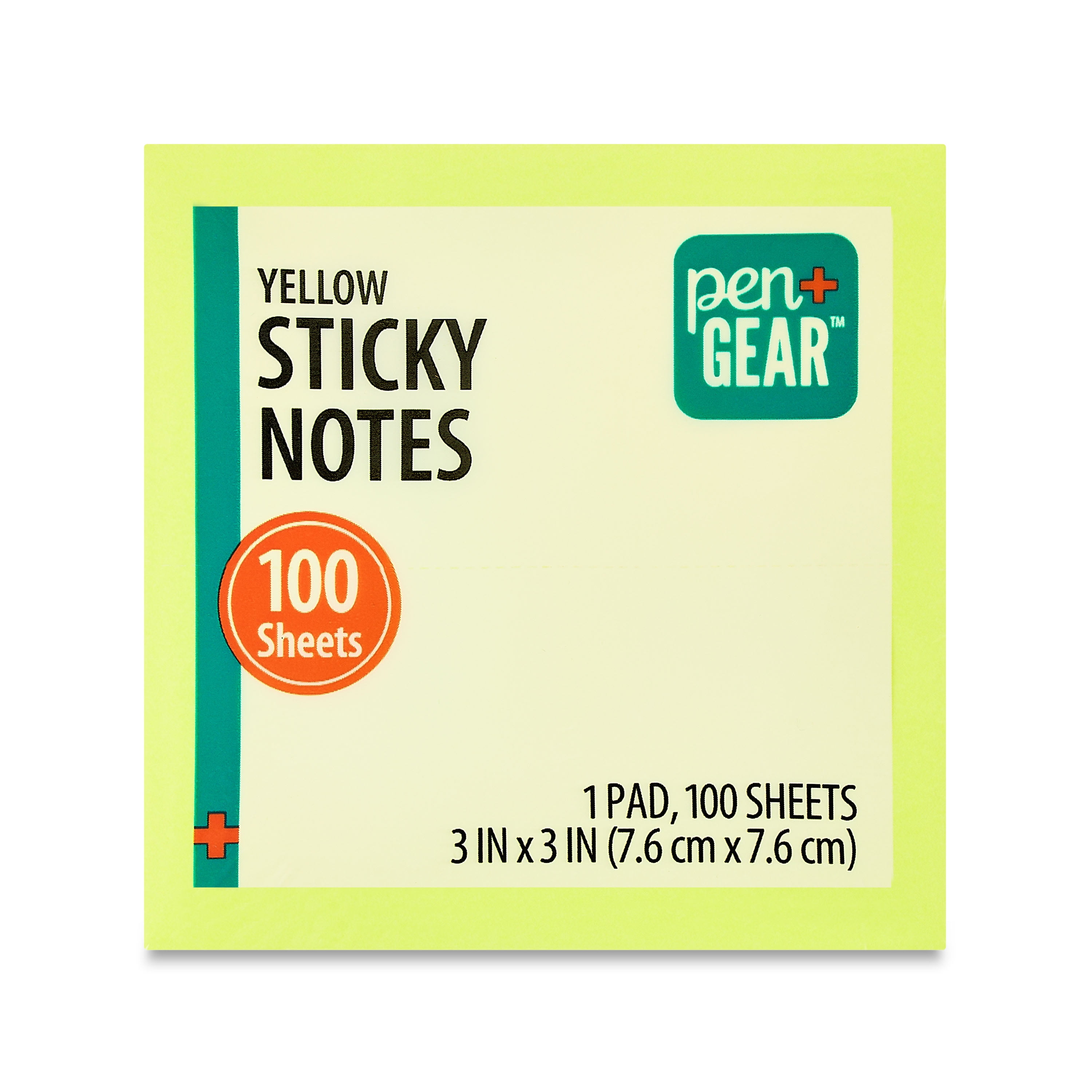 Pen+Gear Sustainable Square Shaped Sticky Notes, 3" x 3", Yellow, 100 Sheets