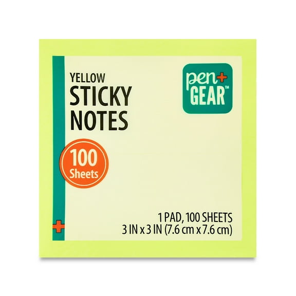 Pen+Gear Sustainable Square Shaped Sticky Notes, 3" x 3", Yellow, 100 Sheets