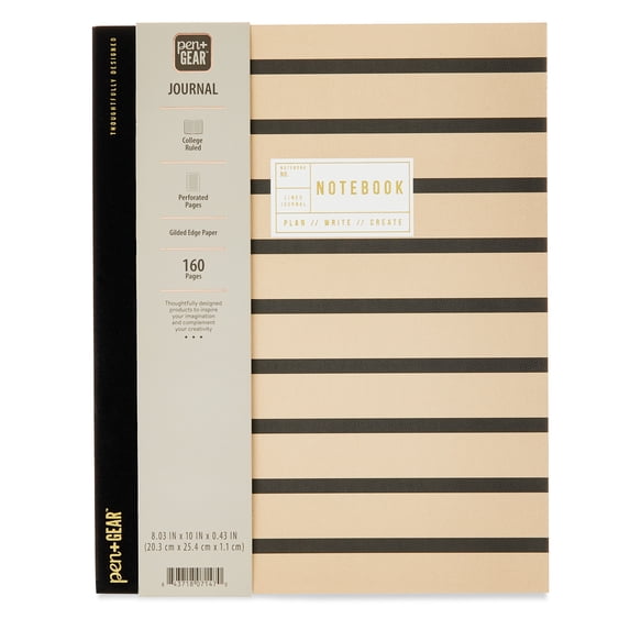 Pen+Gear Textured Stripe Journal, 8" x 10", 160 Ruled Pages, Adult