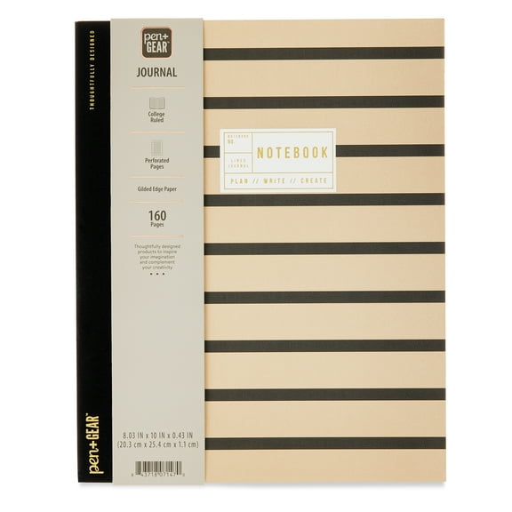 Pen+Gear Textured Stripe Journal, 8" x 10", 160 Ruled Pages, Adult