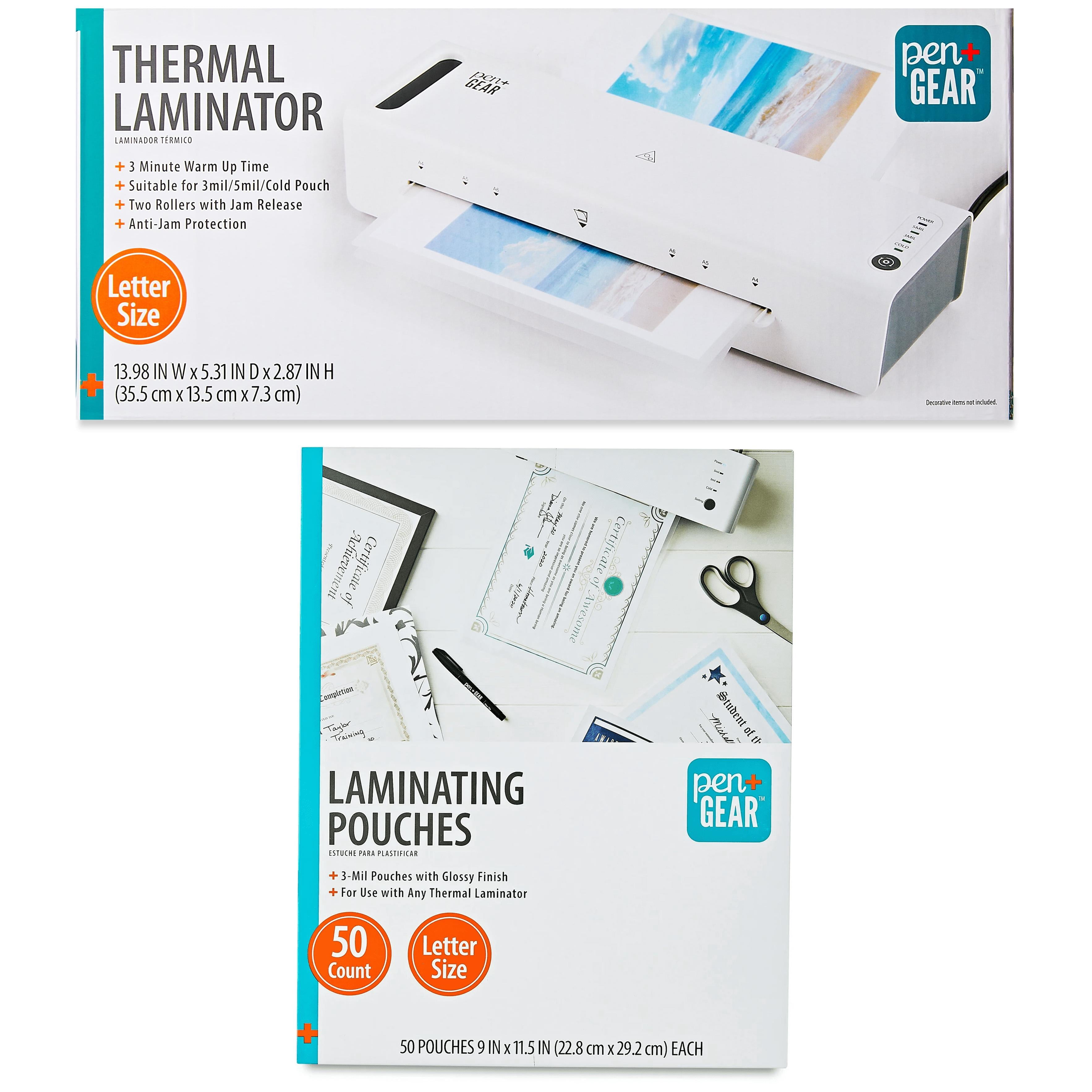 Pen+Gear Thermal Laminator with 20-Pack Letter Size 5 Mil Laminating Pouches Bundle