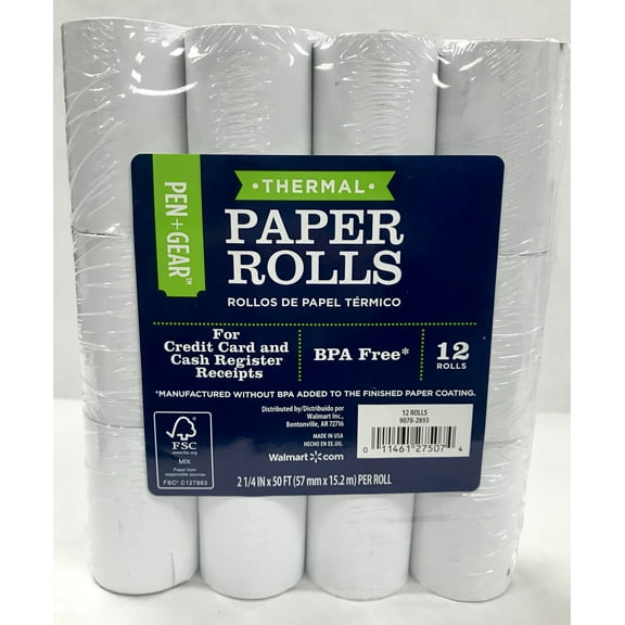 Pen + Gear Thermal Receipt Paper Rolls, 12 Rolls