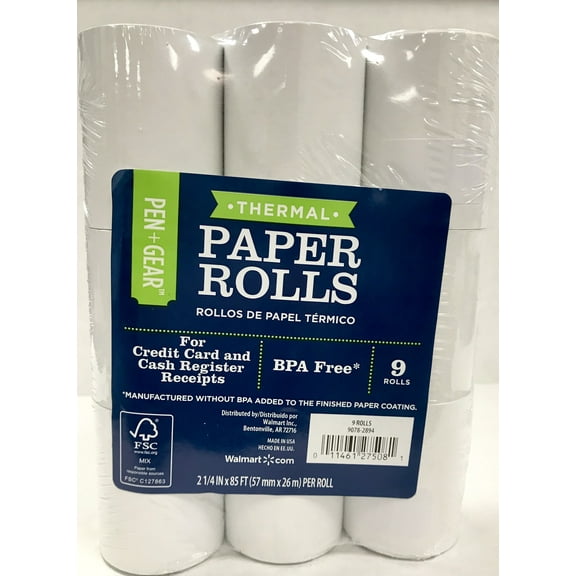Pen + Gear Thermal Paper Rolls, 9 Rolls