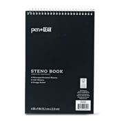 Pen+Gear Top Spiral Steno Pad, Gregg Ruled Paper, 100 Sheets, Black, 1 Count, 0 Holes
