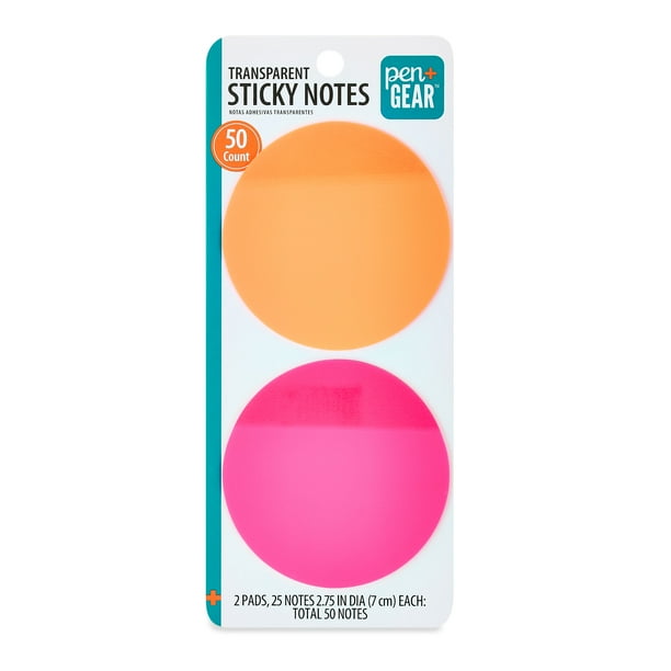 Pen + Gear Transparent Circular Sticky Notes,50 Count,Size 70mm ...